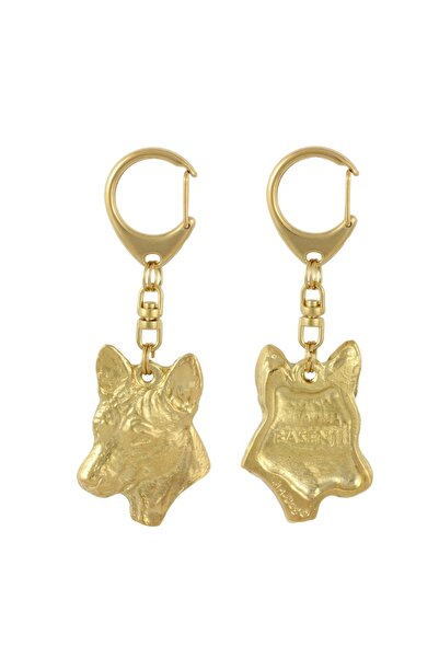 Art - Dog Basenji, African bush dog, Congo dog - Gilded key ring with dog, lu...