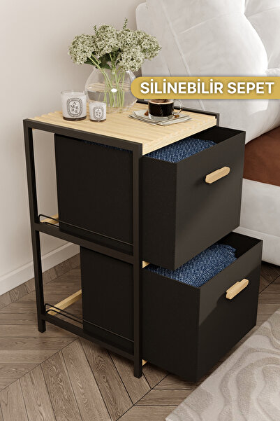 Bino 2 Katlı 2 Çekmeceli Çok Amaçlı Organizer Komodin Şifonyer Geniş Depolama...