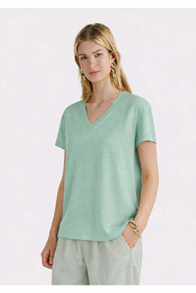 United Colors of Benetton Verde apă pentru femei/fete Kdn_100% in, tricou cu ...