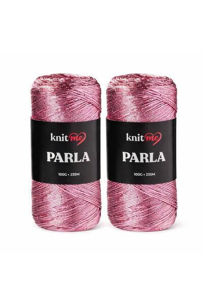 knitme حبل بارلا مزدوج، 100 جرام، 235 متر، حبل فضي، حبل زينة