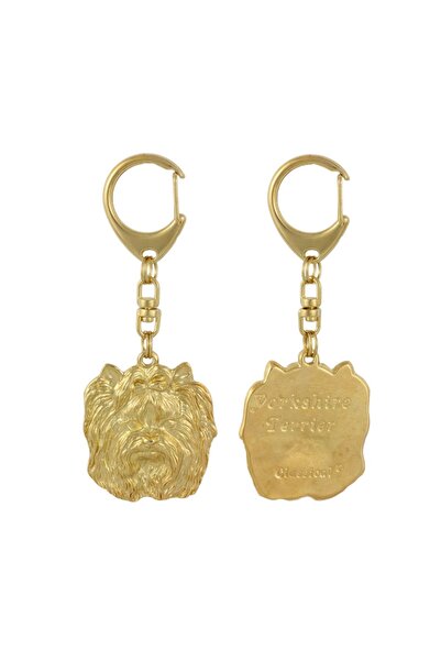 Art - Dog Yorkshire Terrier, Yorkie I - Gilded key ring with dog, luxury acce...