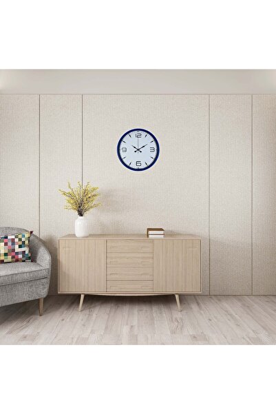 ForWhat 36cm Navy Blue Frame White Dial Wall Clock for Office Home Office Decor