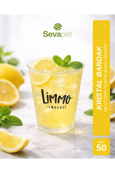 SEVAPET 180 CC SERT PLASTİK KRİSTAL BARDAK / 50 ADET LİMONATA SOĞUK İÇECEK BA...