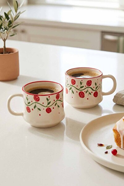 EvaniLife 2' Li Floral Vine Series Mug Ceramic Custom Handmade Coffee & Tea C...