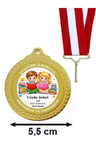 ö özcantasarım Kişiye Özel Okuma Madalyası - Okuma Yazma Madalyası - Öğrenci Madalyası ( 24 Adet )