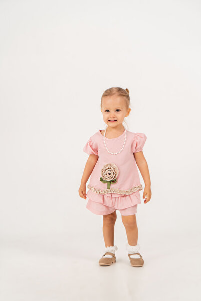 JNF kids Baby Girl Summer Clothes with Pearl Flower Detail, Modal Fabric 2-Pi...