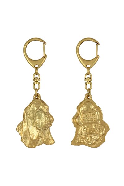 Art - Dog Basset Hound II - Breloc aurit cu câine, decorațiune pentru geantă,...