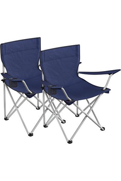 SONGMICS Set de 2 scaune de camping pliabile cu suport pentru băuturi, 52x84x...