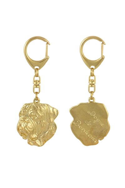 Art - Dog Dogue de Bordeaux, French Mastiff, - Gilded key ring with dog, luxu...