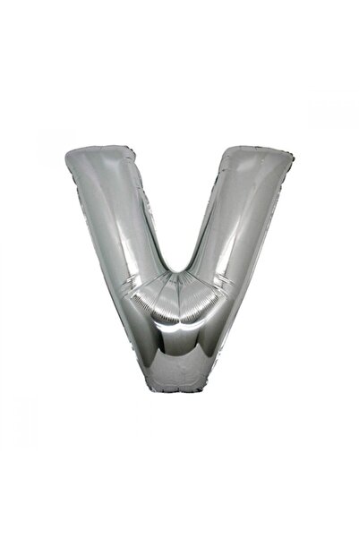 İrem Parti Dükkanı 16 Inch 35 Cm Silver Foil Letter Balloon V