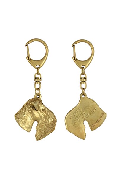 Art - Dog Kerry Blue Terrier, Irish Blue - Breloc auriu cu câine, decorațiune...