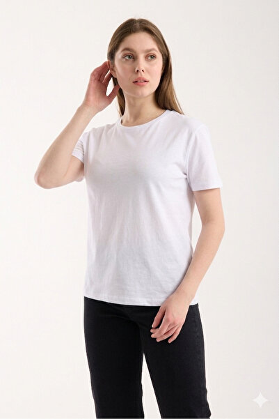 MERİCEY Women's Oval Cut Comfortable Fit Viscose Basic T-Shirt