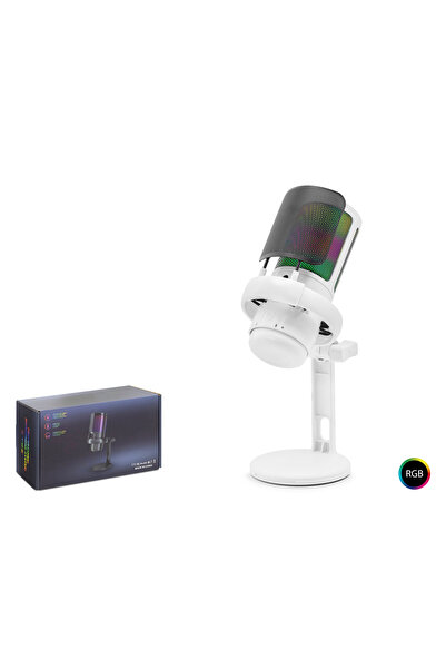 ForWhat ميكروفون أبيض احترافي 192 كيلو هرتز/24 بت من نوع Rgb TYPEC للمكتب الم...
