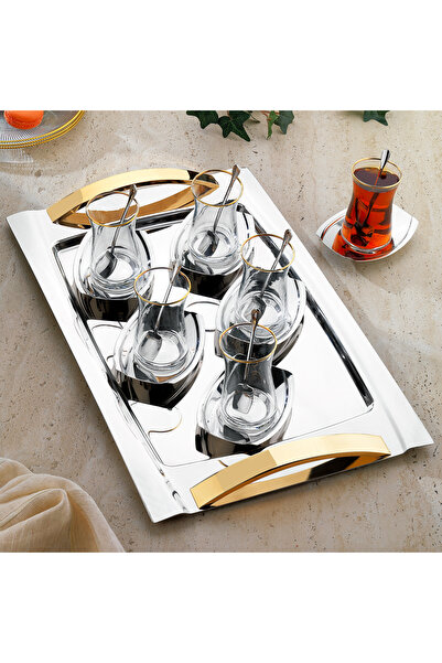 Schafer Allure Çelik Çay Seti 19 Parça-Gold