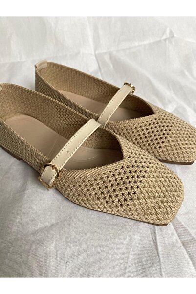 HCO Υλικό πλεκτών υφασμάτων, λεπτομέρεια αγκράφας, γυναικείες μπαλαρίνες με κ...