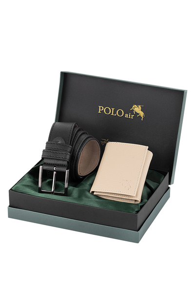 Polo Air Magnetic Wallet and Belt Men's Combination Set Mink Black Color M-04-V