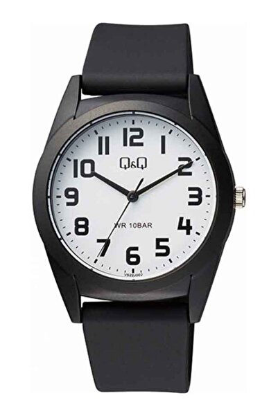 Q&Q Ceas Barbati VS22J002Y Quartz Rezistent la Apa 10 ATM Curea Silicon Negru...
