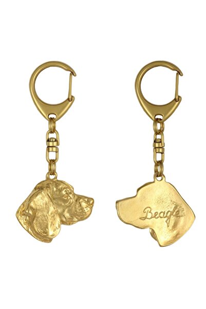 Art - Dog Beagle - Breloc auriu cu câine, decorațiune pentru geantă, accesori...
