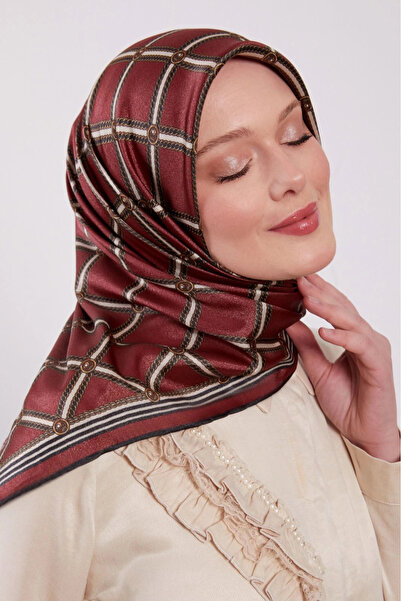 Levidor Crystal Scarf Diamond Pattern Burgundy