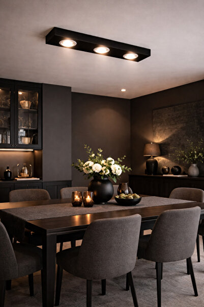 Viesteknoloji Ham ahşap siyah kasa 3renk modlu tavana sıfır ledli avize ev of...