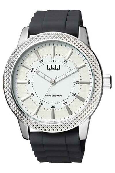 Q&Q Men's Watch QB20J301Y Japanese Quartz, Black Silicone Strap, 5 ATM