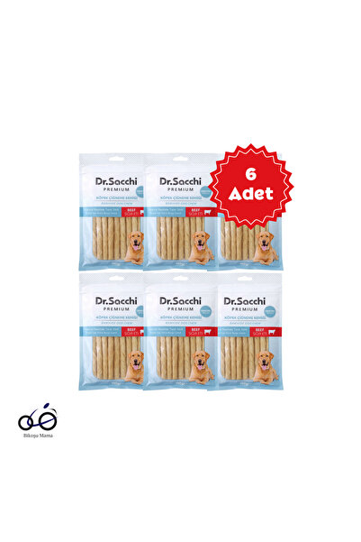Dr.Sacchi Premium Sığır Etli Doğal Sığır Derisi Burgu Çubuk Tahılsız Köpek Ödülü 15'li 110gr 6 Adet