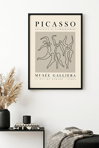 huhuli Μίνιμαλ γραμμικός πίνακας με φυσικό ξύλινο πλαίσιο - Αφηρημένος |   hu...