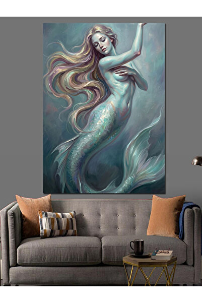 Artmeg Pânză decorativă elegantă cu sirenă care plutește sub mare - Masă din ...