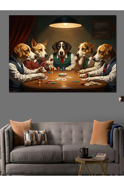 Artmeg Câini care joacă poker la masă Pânză decorativă - Masă din lemn MDF