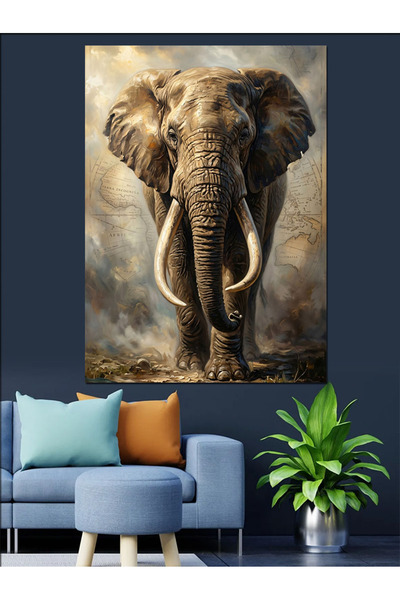 Artmeg Portret decorativ pe pânză cu elefant gigant în sălbăticie - Tablou di...