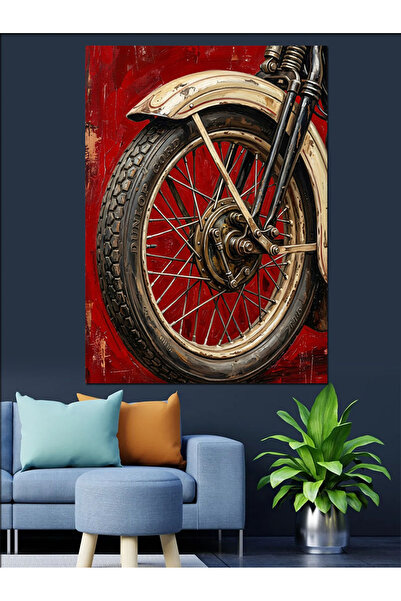 Artmeg Pânză decorativă cu detalii roată de motocicletă și amortizor - Tablou...