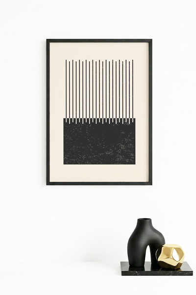 huhuli Τραπέζι με μίνιμαλ γραμμές με φυσικό ξύλινο πλαίσιο - Ασπρόμαυρο |   h...