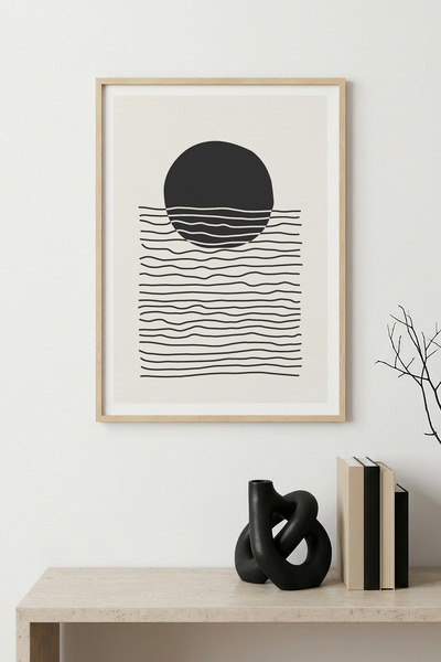 huhuli Tablou abstract cu ramă din lemn natural I Huhu1552