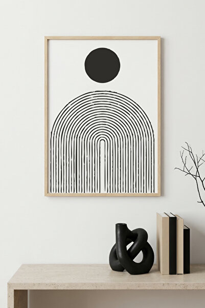 huhuli Tablou cu model minimalist cu ramă din lemn natural - Alb-negru |   hu...