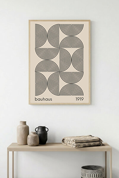 huhuli Tablou cu model geometric cu ramă din lemn natural - Minimalist |   hu...