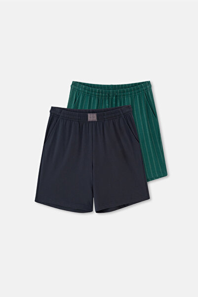 Dagi Navy Blue Double Knitted Shorts