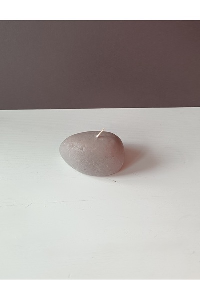 Taş Şekilli Büyük Mum Gri 10x10 cm