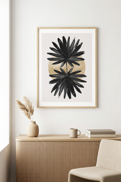 huhuli Τραπέζι με φυσικό ξύλινο πλαίσιο και μίνιμαλ σχέδιο φύλλων - Μαύρο-Μπε...