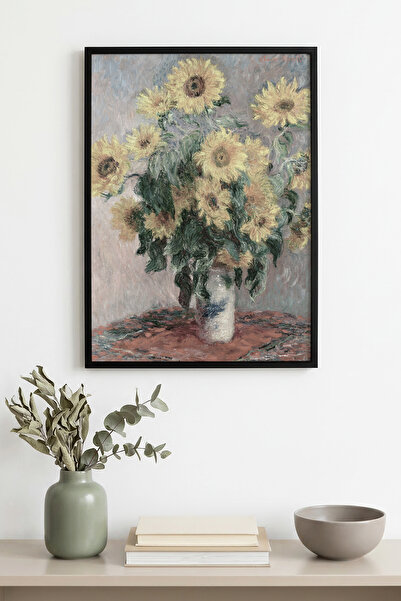 huhuli Επιτραπέζια ζωγραφιά με φυσικό ξύλινο πλαίσιο και μοτίβο λουλουδιών - ...