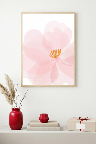 huhuli Natural Wood Framed Floral Pattern Painting - Pastel Tones |   Huhu1633