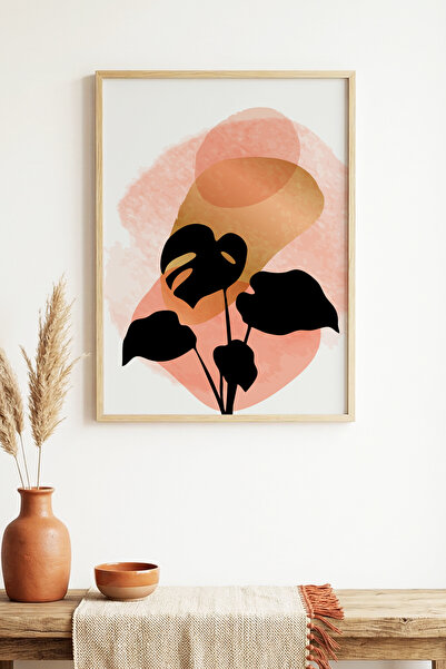 huhuli Τραπέζι με μίνιμαλ σχέδιο φύλλων με φυσικό ξύλινο πλαίσιο - Ζωντανοί τ...