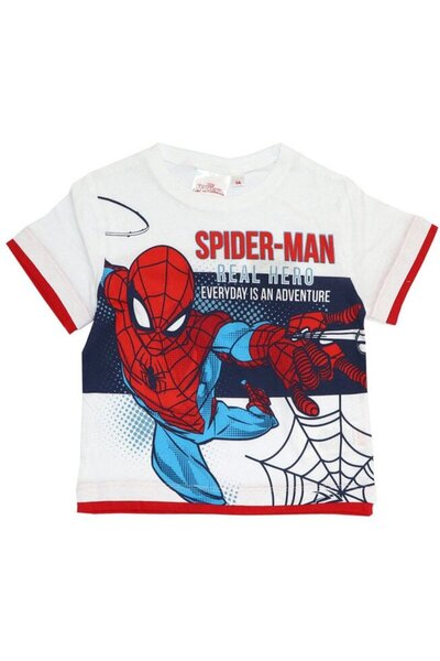 Disney Spiderman Boys T-Shirt, MS, Cotton, Spider Man Real Hero, White