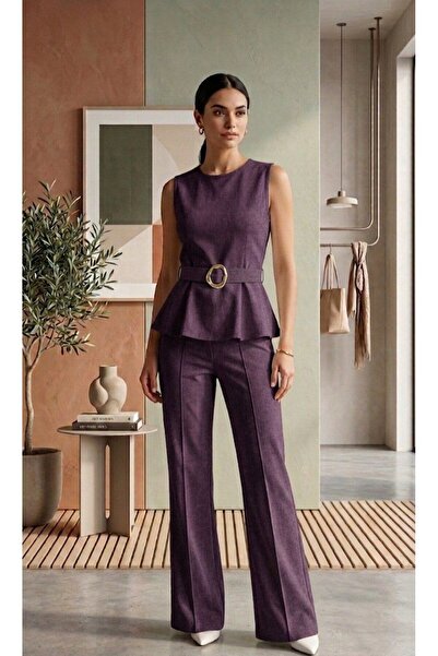 BEYAZTOPTAN Embellished Waist Detailed Denim Two-Piece Set - Designer Cut - S...