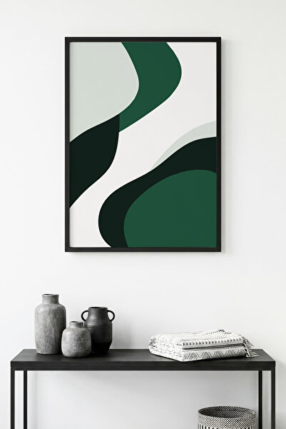 huhuli Πίνακας με αφηρημένα σχέδια με φυσικό ξύλινο πλαίσιο - Πράσινες και λε...