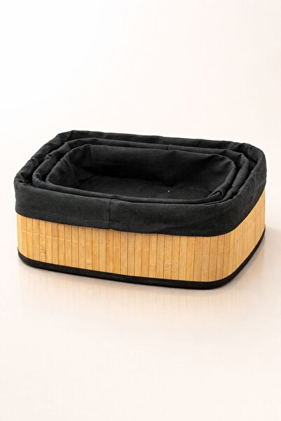 YzHome 3-Piece Rectangular Bamboo Organizer Organizer Storage Box Basket