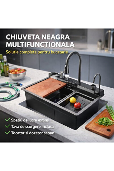 OEM Multifunctional Kitchen Sink Stainless Steel LED 70 x 45 x 25