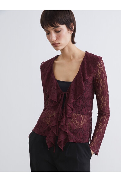 LC Waikiki Bluză de damă cu decolteu în V și volane din dantelă