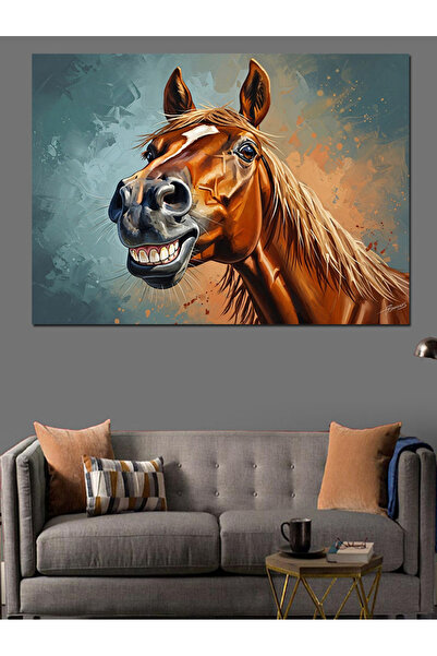 Artmeg Portretul Calului Zâmbitor Pictură Artistică Pânză Decorativă - Tablou...