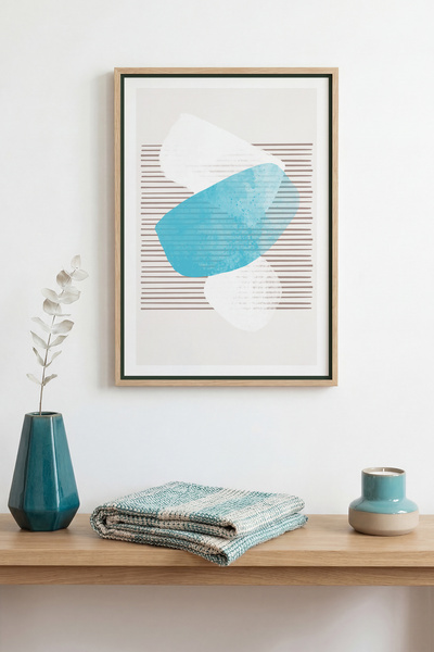 huhuli Tablou cu model abstract, înrămat în lemn natural - Tonuri vii |   huh...