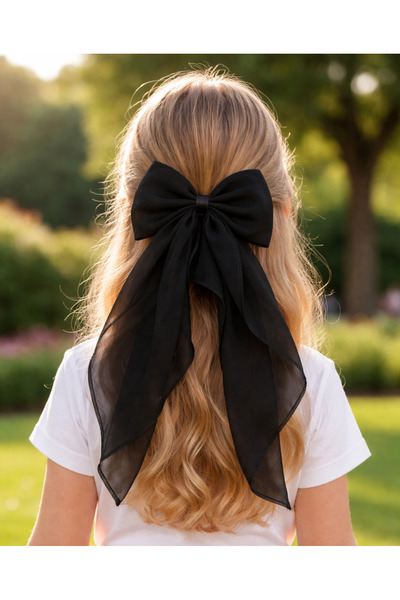 Sibel Günay Butik Κοριτσίστικη αγκράφα από σιφόν με μαύρο φιόγκο – Κομψό αξεσ...